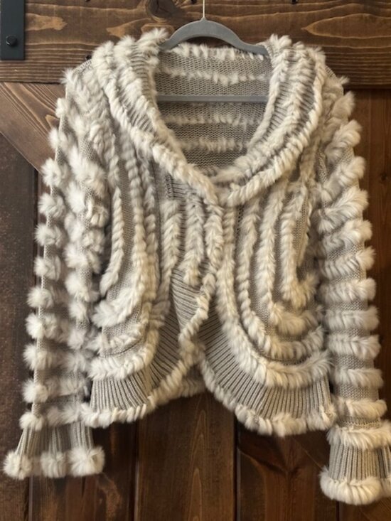 Dismero Jackets & Blazers - Dismero Made in Italy | Knit Sweater with Fur & Matching Scarf Vtg Sz L